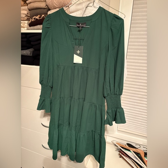 NWT Tuckernuck crepe Enzo dress hunter green XSmall - Picture 6 of 10